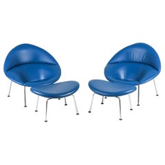 Retro Pair of Pierre Paulin for Artifort "Globe" Lounge Chairs & Ottomans