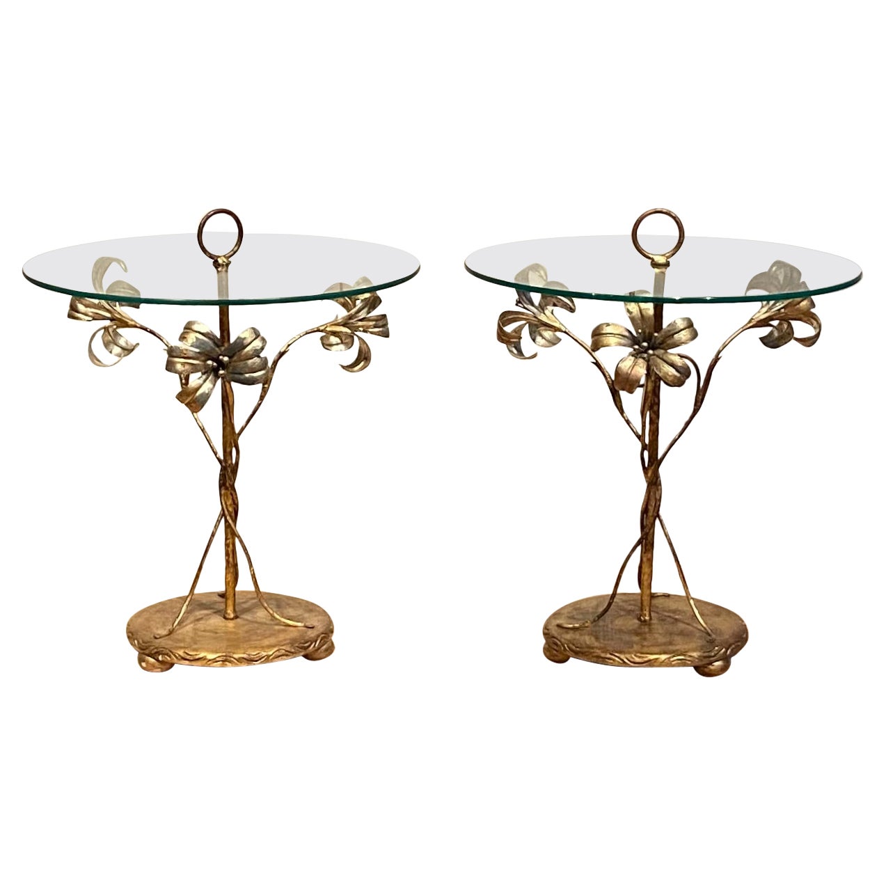 Palladia, a pair of gilded cocktail tables For Sale