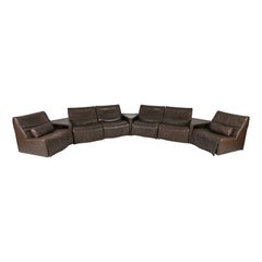 De Sede DS 500 Modular Sectional Sofa & Table Suite in Brown Leather