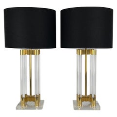Vintage Pair of lucite table lamps