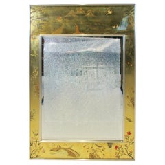 Asian themed LaBarge wall hanging mirror with gold leaf trim