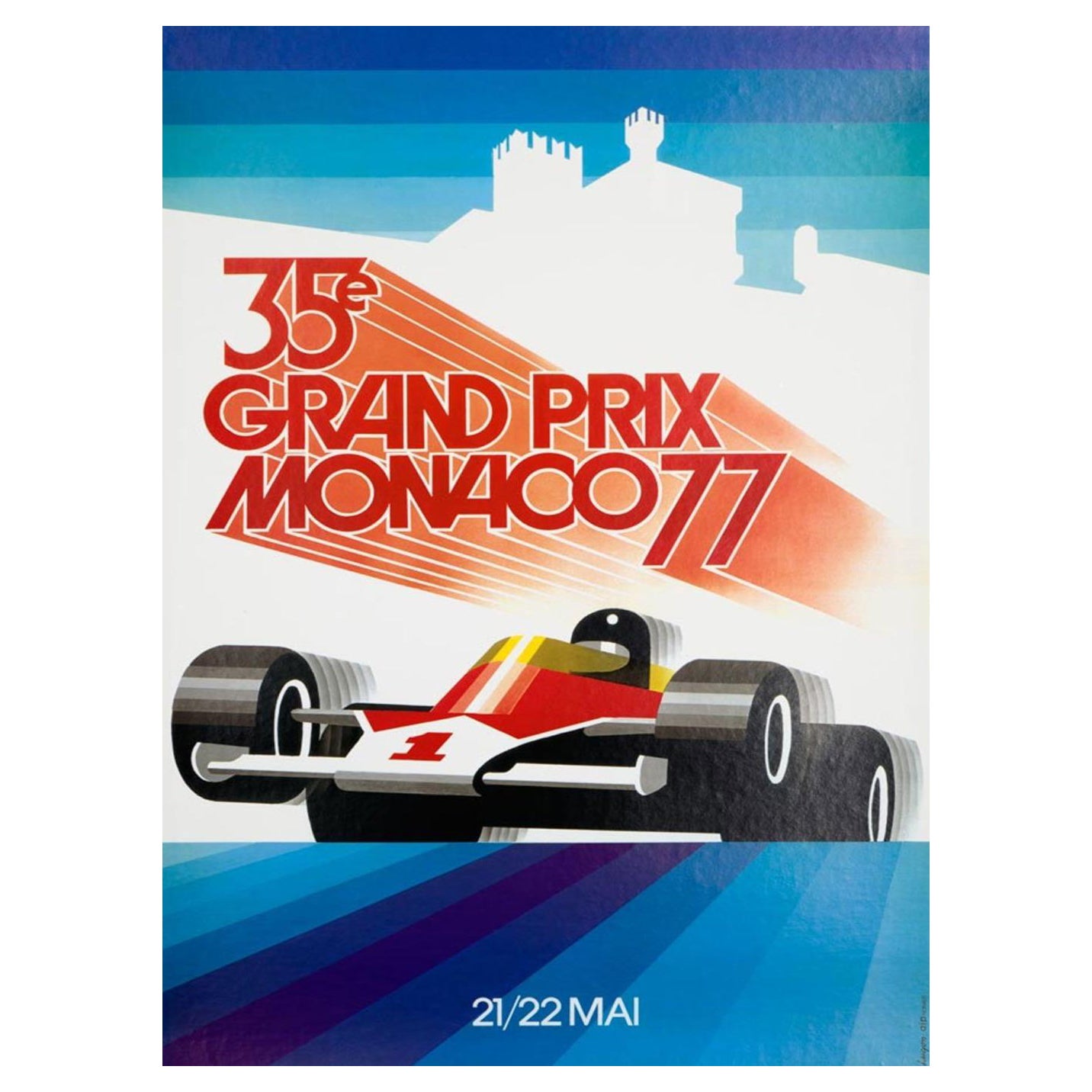 1977 Gran Premio de Mónaco Cartel Vintage Original en venta