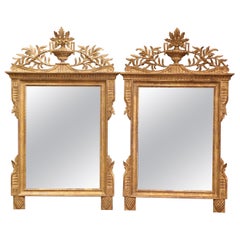 Pair of Large Early 20th Century French Louis XVI Carved Giltwood Wall Mirrors