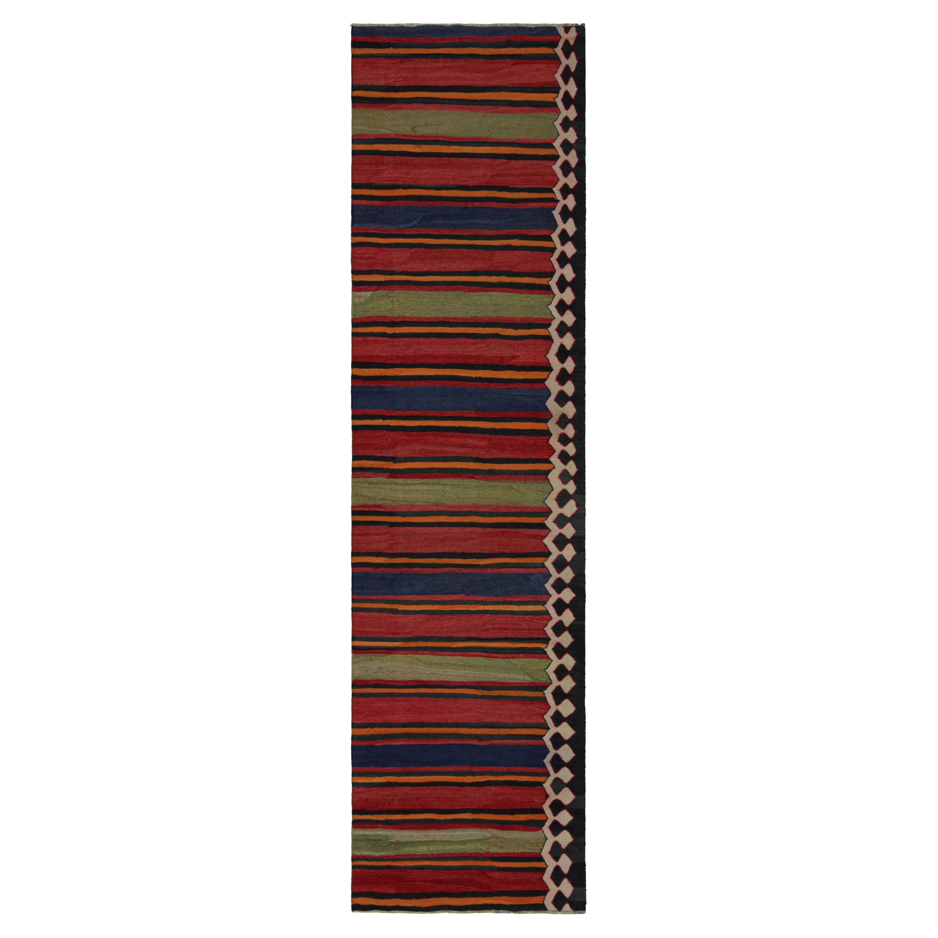 Tapis de couloir Kilim tribal afghan vintage à rayures colorées, de Rug & Kilim en vente