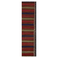 Vintage Afghan Tribal Kilim Runner Rug with Colorful Stripes, from Rug & Kilim