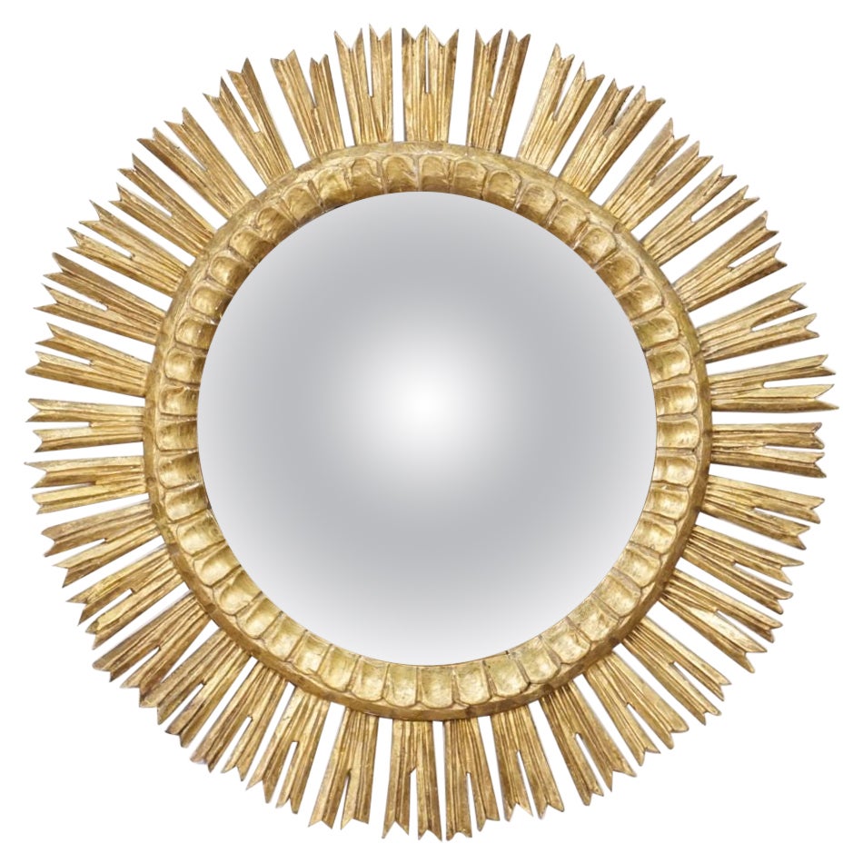 French Gilt Starburst or Sunburst Mirror With Convex Glass (Dia 25)