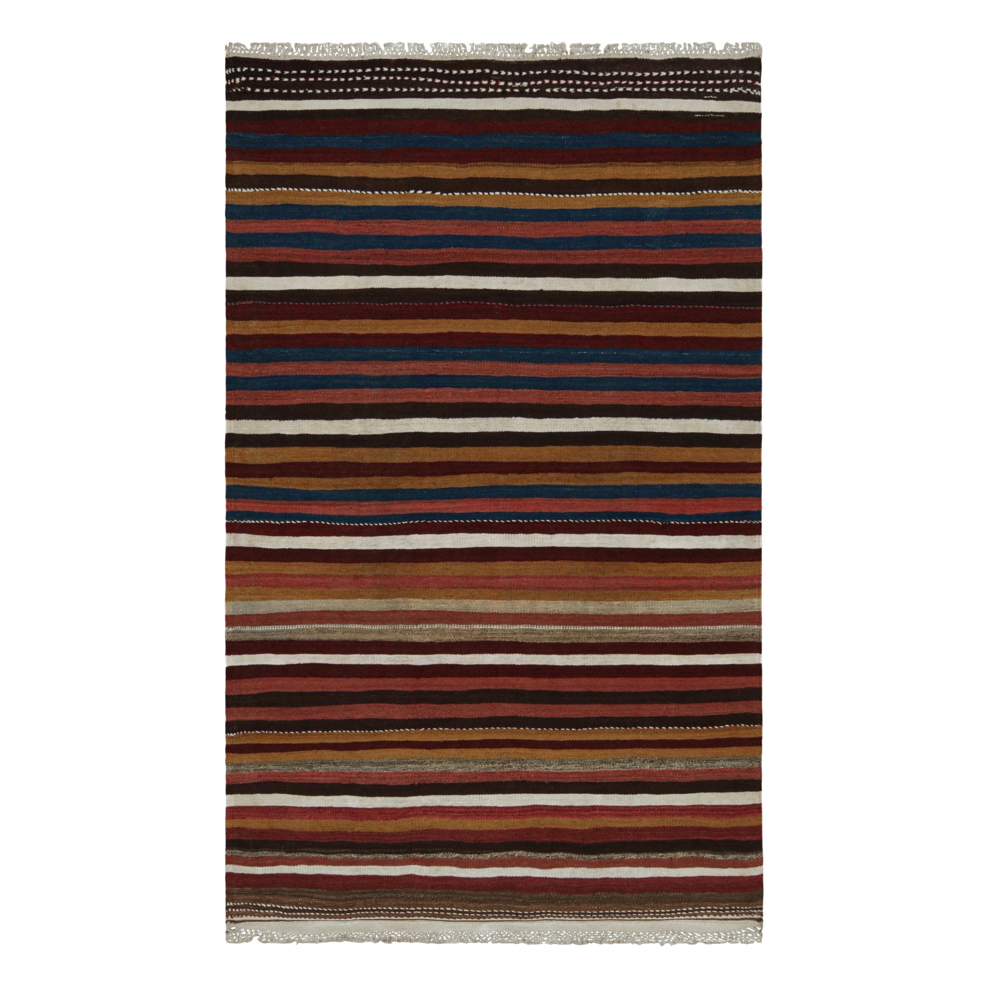 Vintage Afghan Tribal Kilim Rug with Colorful Stripes, from Rug & Kilim  For Sale