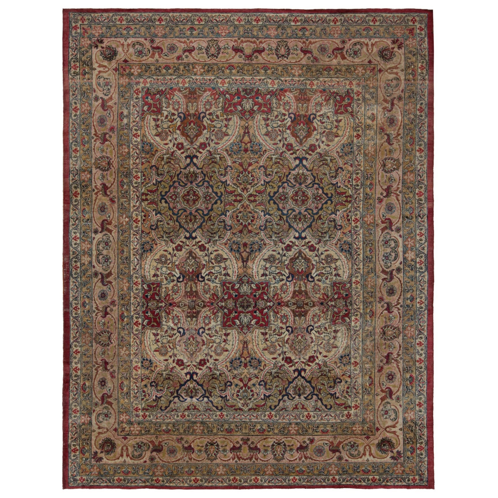 Vintage Persian Kerman Lavar Teppich, mit floralen Mustern, von Rug & Kilim