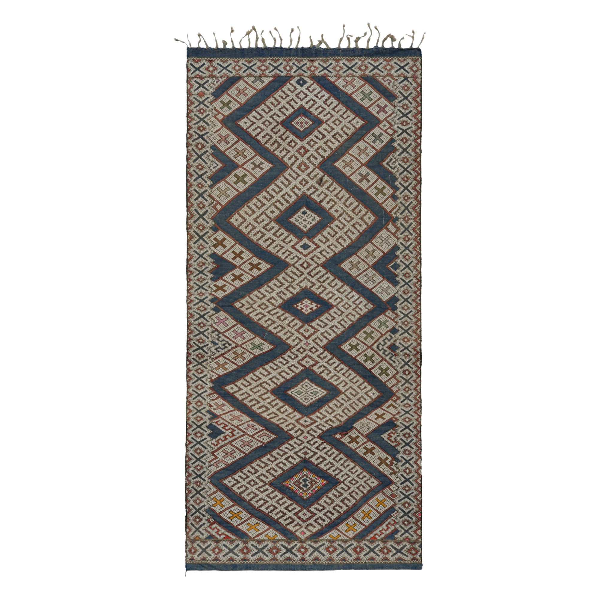 Vintage Zayane Marokkanischer Kilim Teppich, mit geometrischen Mustern, von Rug & Kilim im Angebot