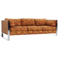 Milo Baughman für Thayer Coggin Sofa aus Chrom und Schilfrohr aus der Mitte des Jahrhunderts