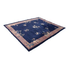 Grand tapis chinois Art Déco oriental en laine tissé à la main à motifs floraux