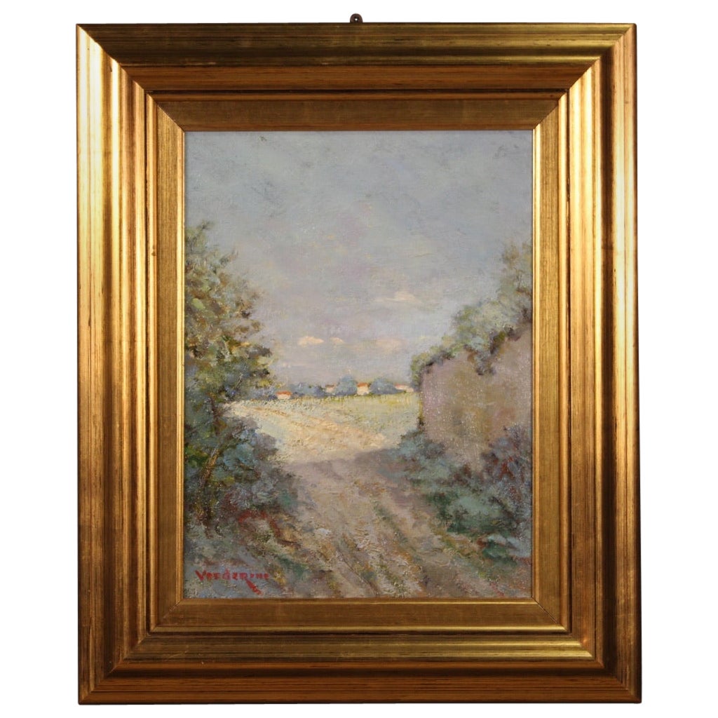 Huile sur panneau du 20e siècle Peinture de paysage italienne ancienne signée, 1980