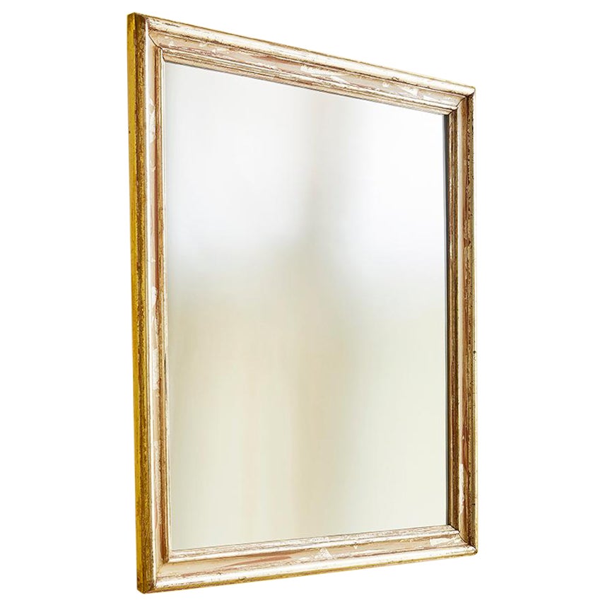 Vintage Mirror in Antique Silver Wooden Frame, France, 20th Century For Sale