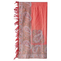 Antique Woven Paisley Shawl Blanket in Wool and Silk, USA, 19th Century