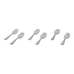 Vintage Georg Jensen Old Danish, set of six dessert spoons in sterling silver. 