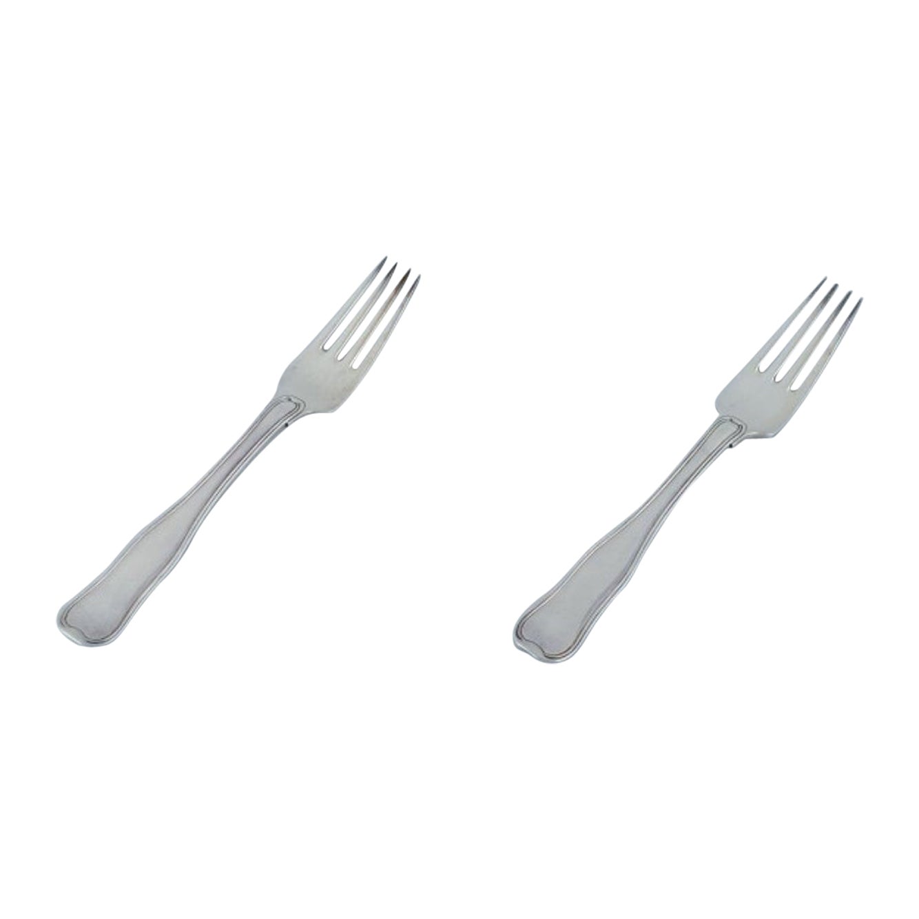 Georg Jensen Old Danish, two dinner forks in sterling silver. 