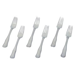 Georg Jensen Old Danish, six lunch forks in sterling silver.