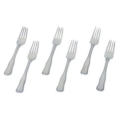 Georg Jensen Old Danish, six lunch forks in sterling silver. 