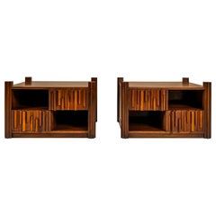 Nightstands Executed In Walnut In The Manner Of Luciano Frigerio, Italy 1970s