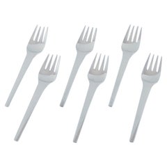 Vintage Georg Jensen, Caravel, set of six lunch forks in sterling silver. 