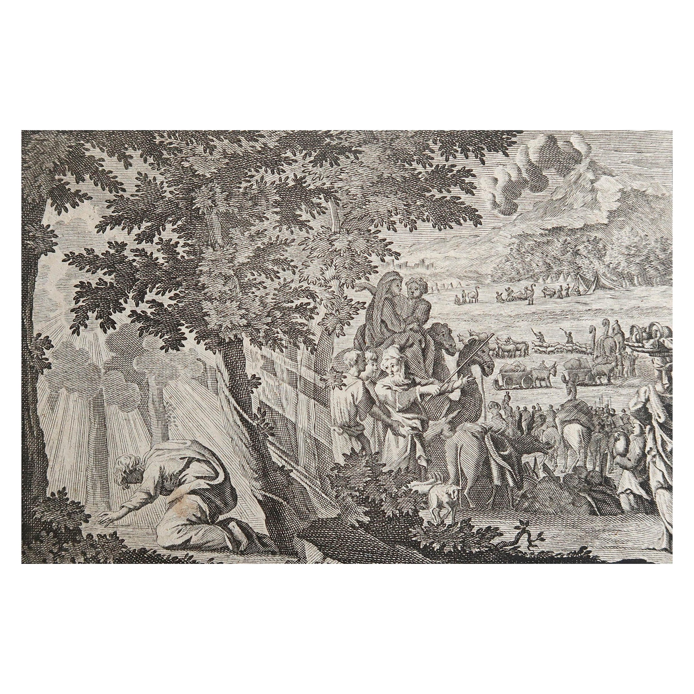 Original Antique Print after Jan Luyken, Amsterdam, Genesis XIII, 1724 For Sale