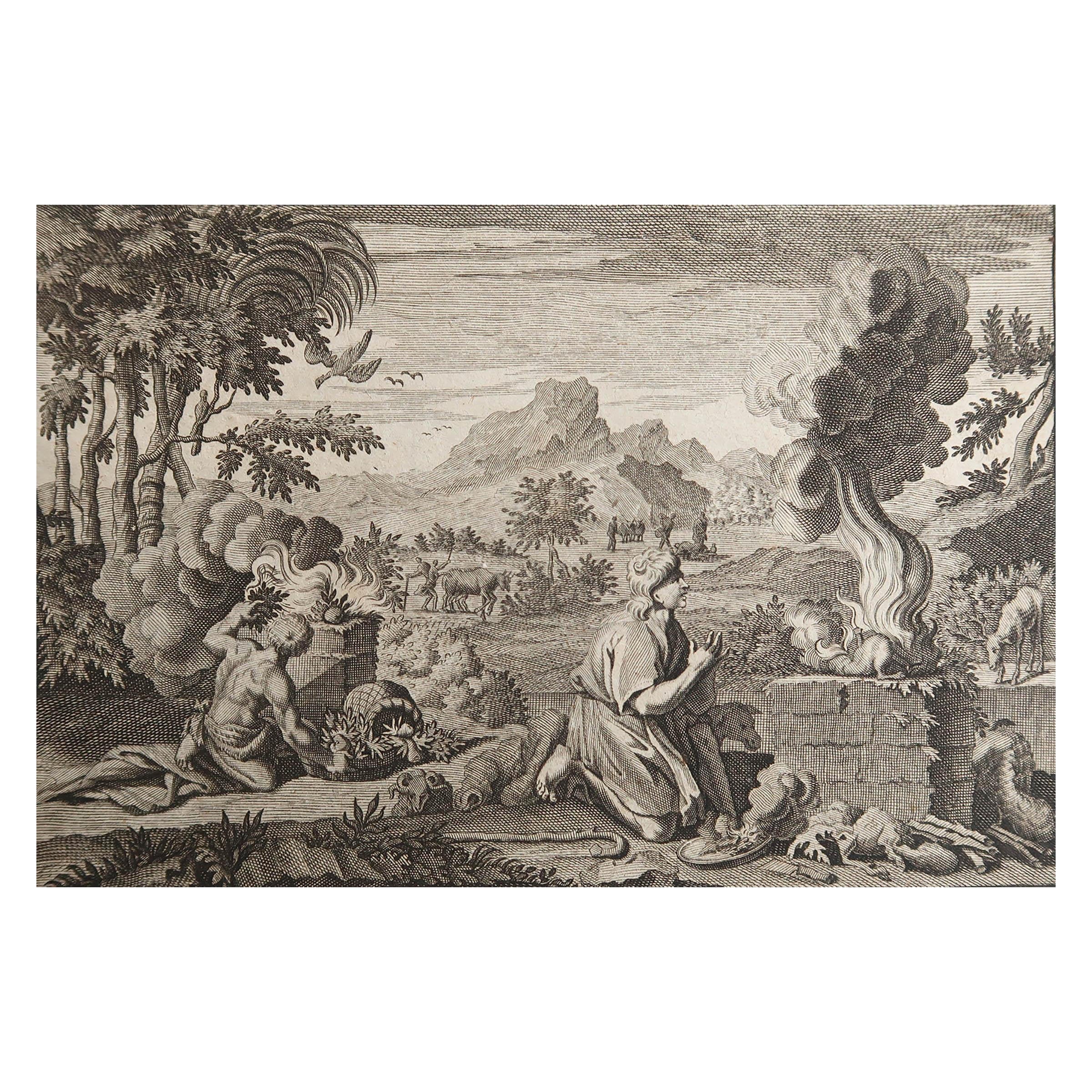 Original Antique Print after Jan Luyken, Amsterdam, Genesis IV, 1724 For Sale