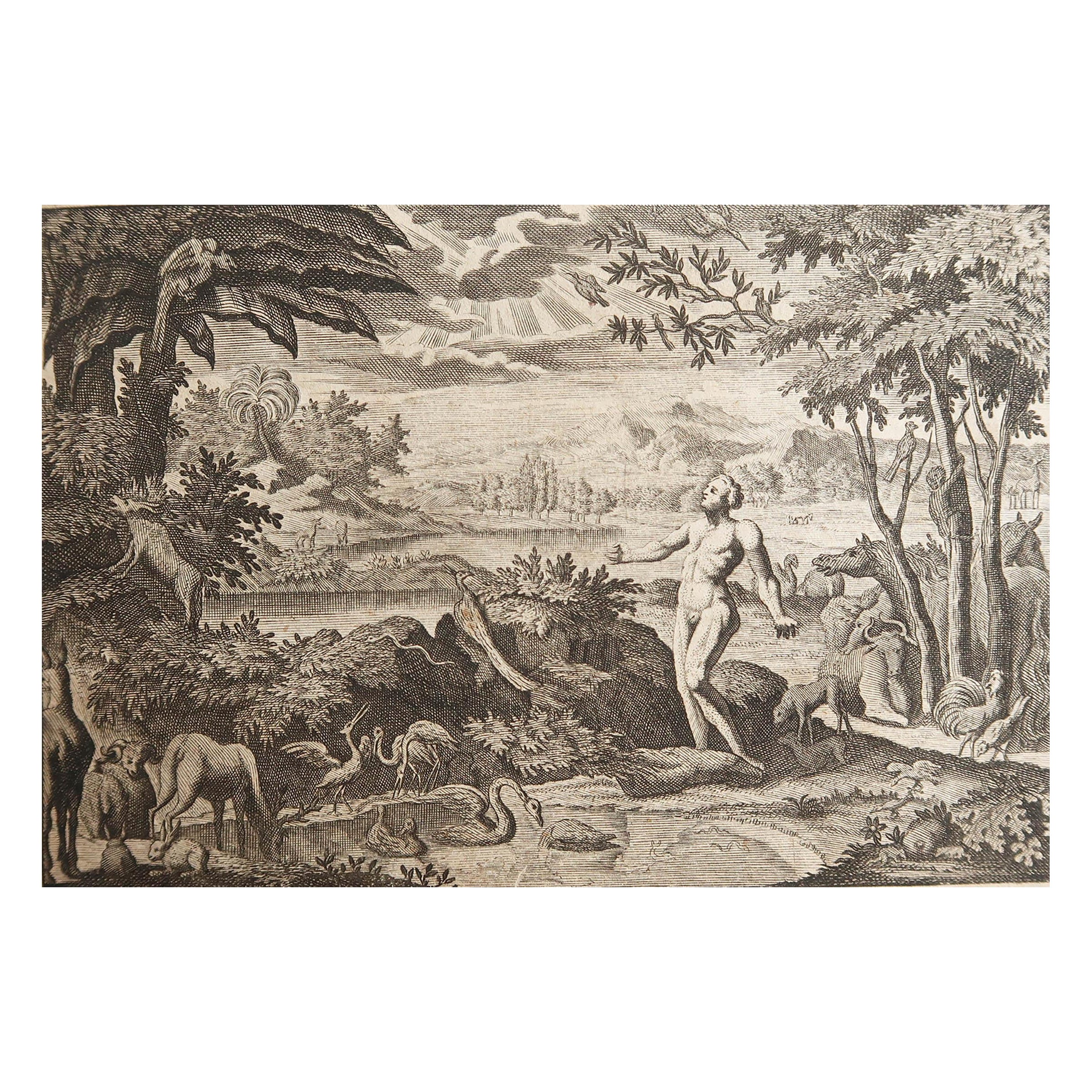 Impression d'origine ancienne d'après Jan Luyken, Amsterdam, Genesis II, 1724 en vente