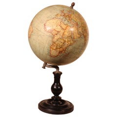 Terrestrial Globe By E.bertaux -19° Century From Paris