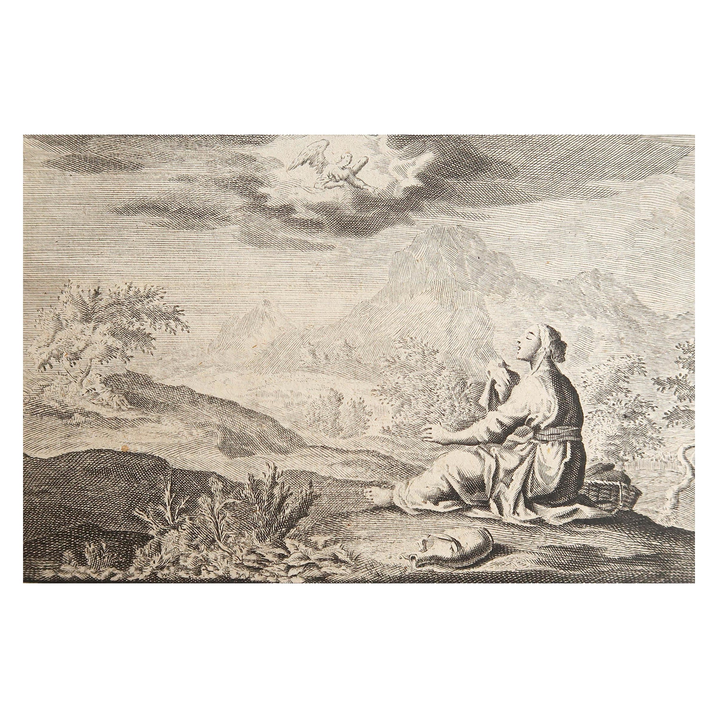 Impression d'origine ancienne d'après Jan Luyken, Amsterdam, Genesis XXI, 1724 en vente