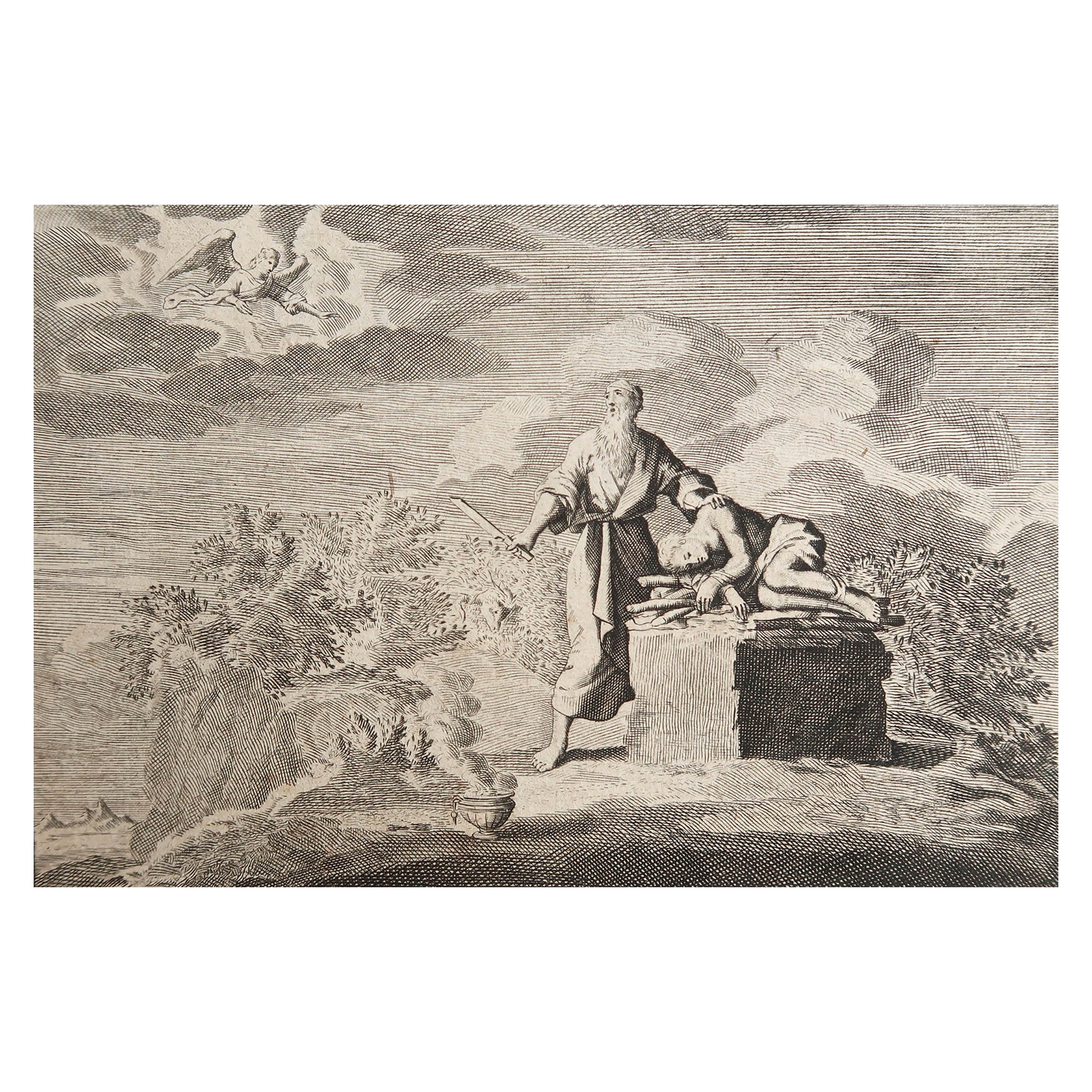 Impression originale ancienne d'après Jan Luyken, Amsterdam, Genesis XXII. 1724