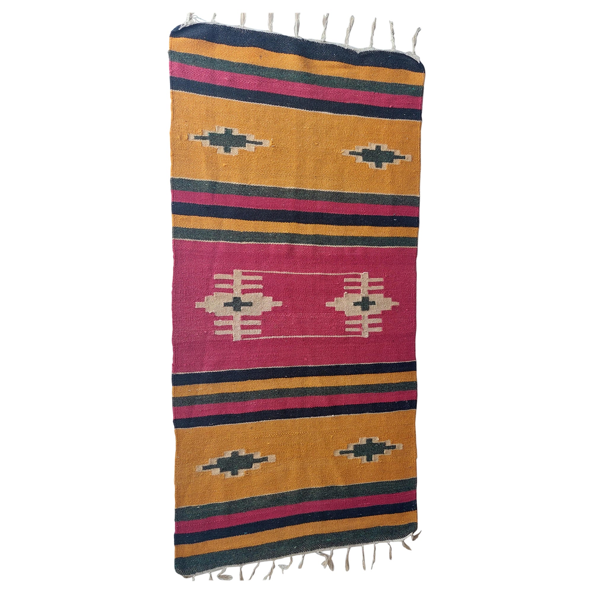 Vintage Traditional Turkish Kilim Rug Anatolian Stripped Kelim, 138 X 69 For Sale