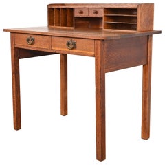 Signed Gustav Stickley Antique Mission Oak Arts & Crafts Writing Desk