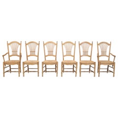 Vintage English Set (6) Wheatback Dining Chairs with Rush Seats Nice Condition