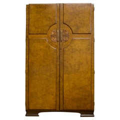 Used Art Deco Style Burr Walnut Wardrobe, 1950s