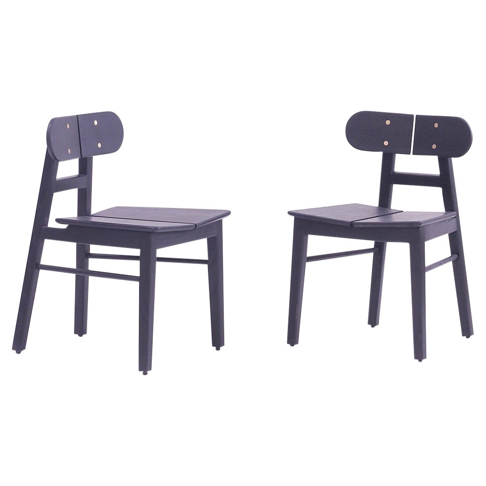 Set of 2 Butterfly Charcoal Black Dining Chairs by Esvee Atelier For Sale