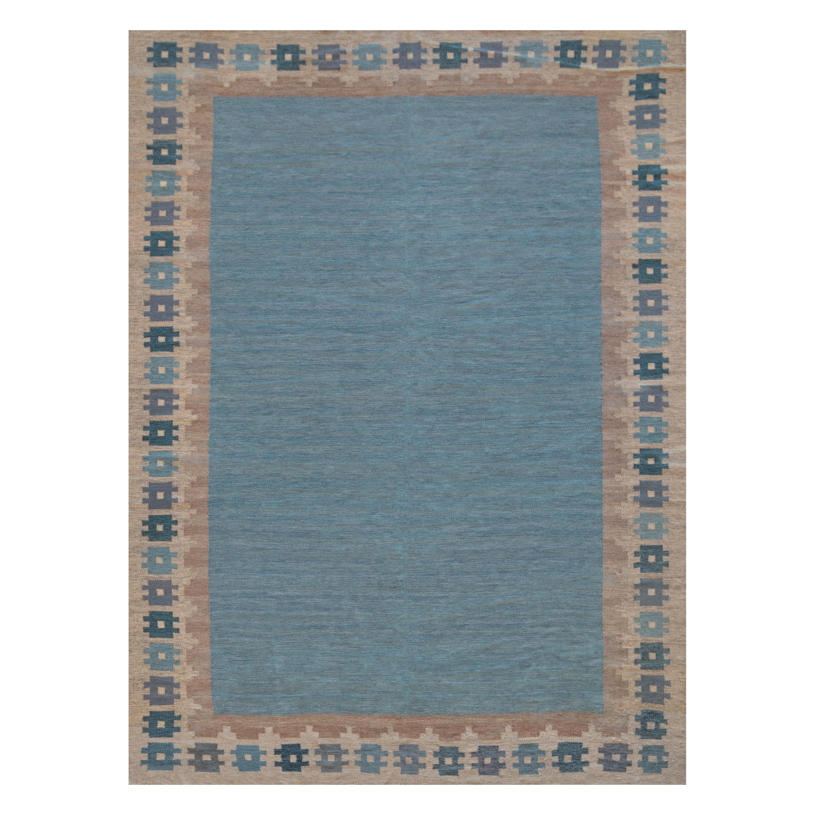 Antique Hand-Knotted Signed Wool Swedish Rug For Sale
