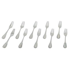 Georg Jensen, Viking,  ten lunch forks in 830 silver and sterling silver