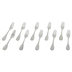 Georg Jensen, Viking, ten lunch forks in 830 silver and sterling silver