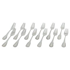 Georg Jensen, Viking,  twelve large dinner forks in silver and sterling silver