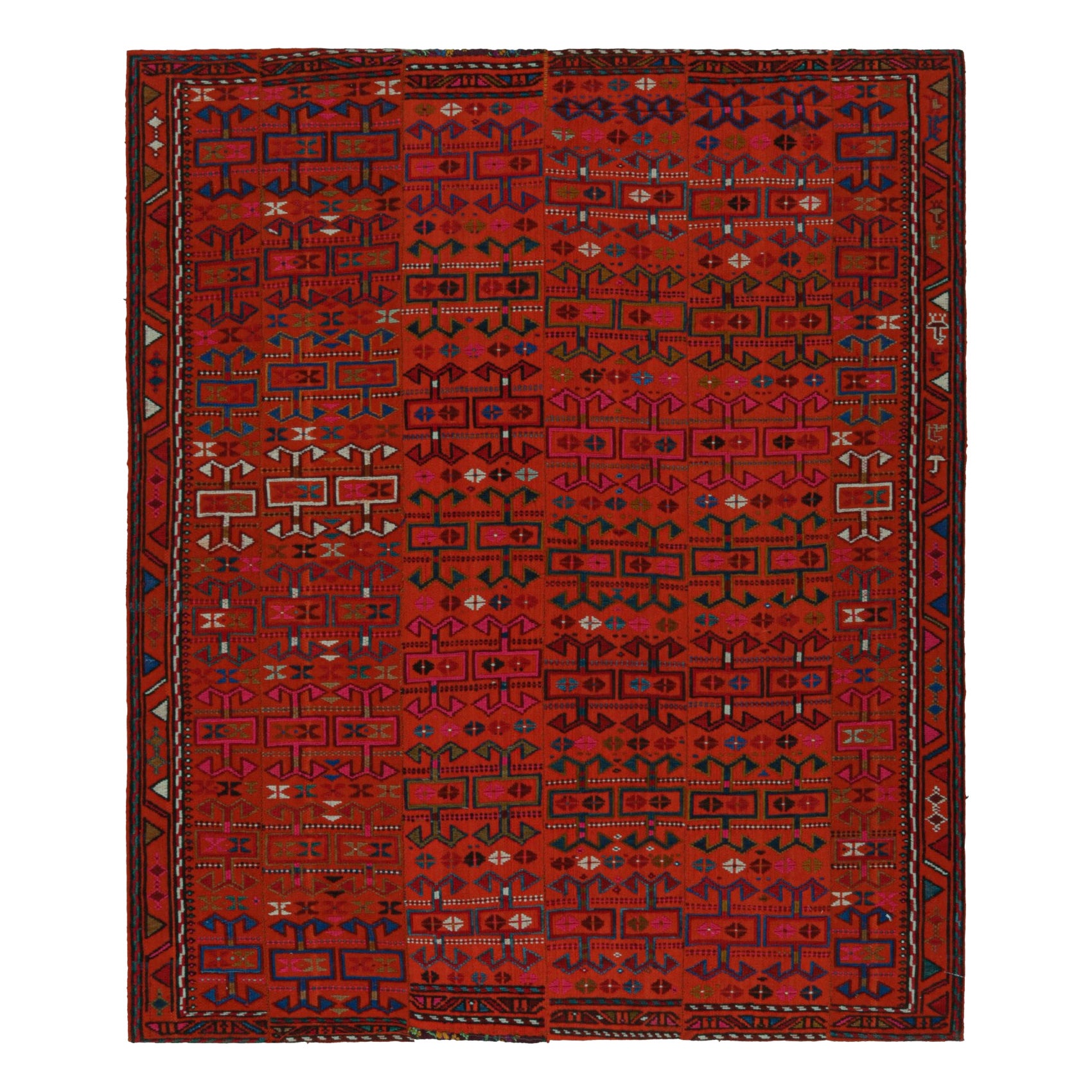 Vintage Tribal Kilim rug in Red with Polychromatic Patterns by Rug & Kilim For Sale