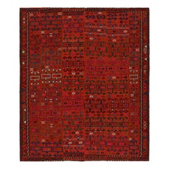 Tapis Kilim tribal rouge avec motifs polychromes par Rug & Kilim