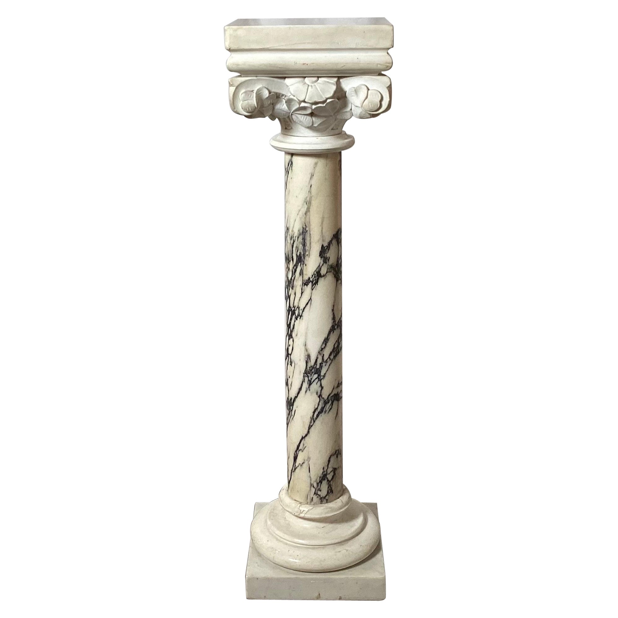 A Carved Italian Marble Pedestal Circa 1900 For Sale