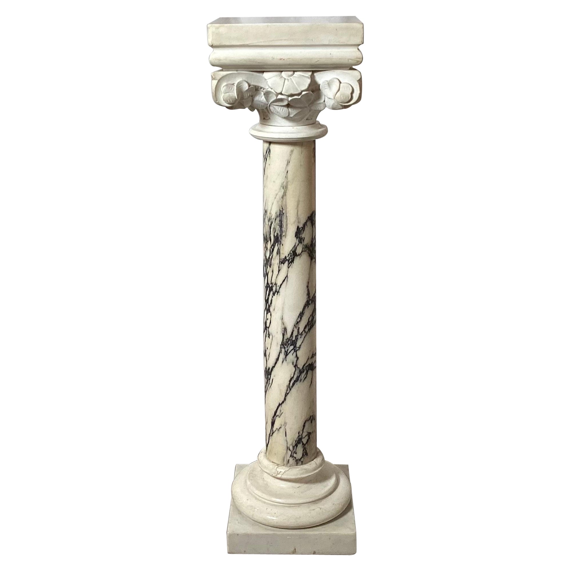 A Carved Italian Marble Pedestal Circa 1900 For Sale at 1stDibs