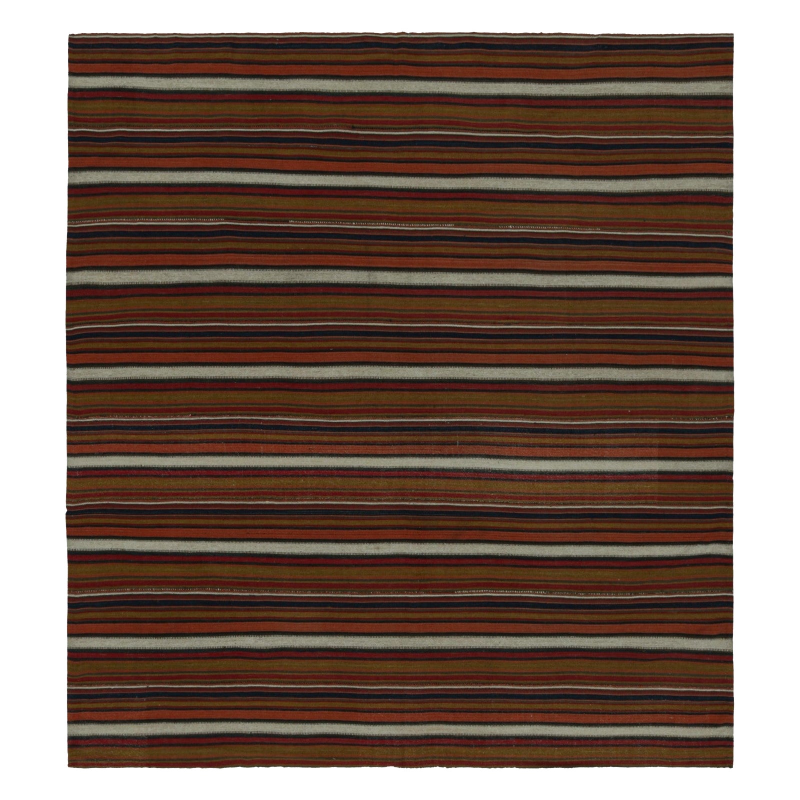 Vintage Tribal Kilim rug in Polychromatic Stripes by Rug & Kilim For Sale