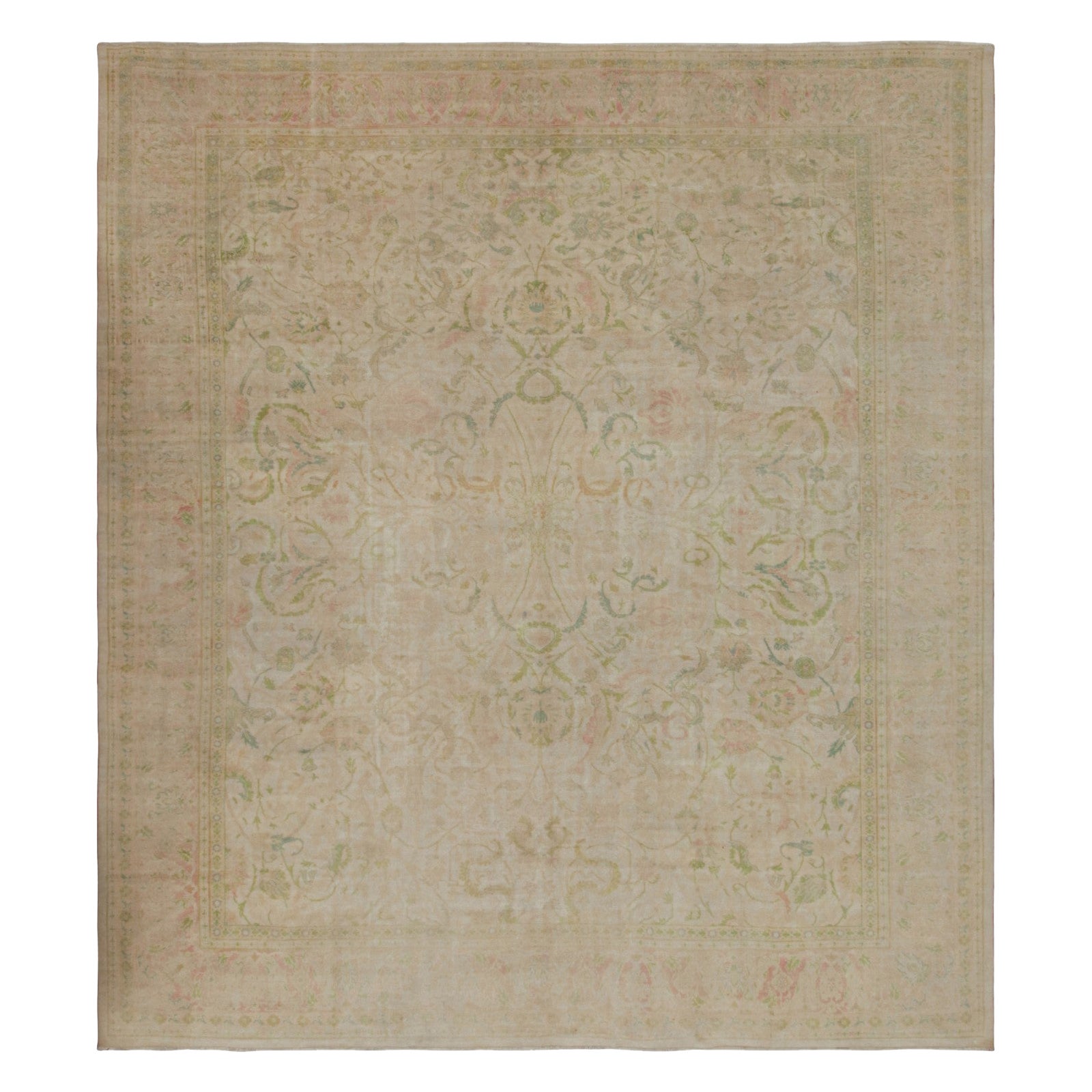Rare Antique Sivas Rug, with Pink and Green Floral Patterns, from Rug ...