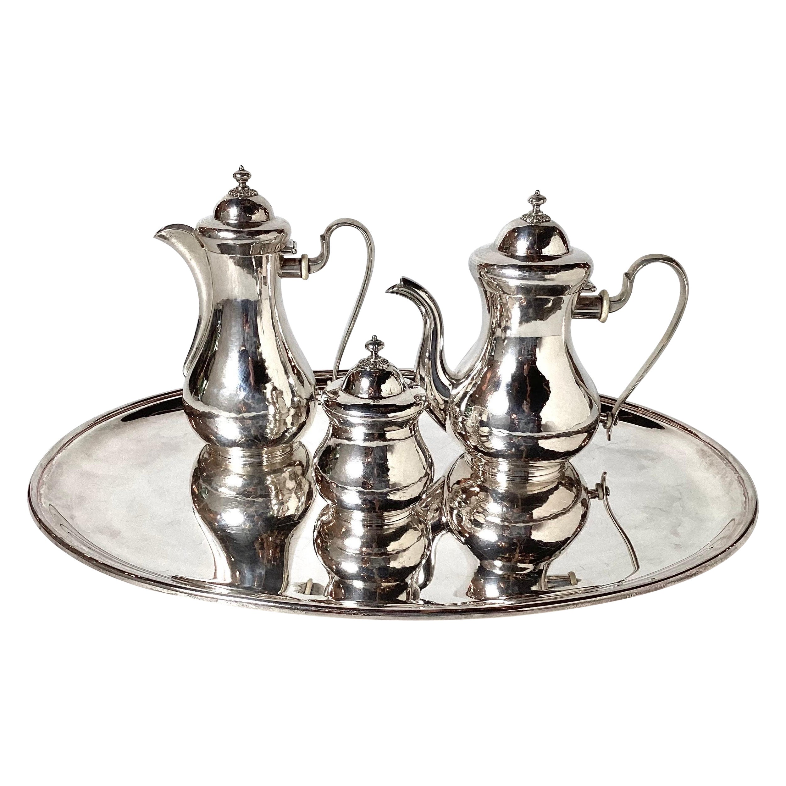 Mario Buccellati Italian .800 Silver Tea & Coffee set With Tray  For Sale