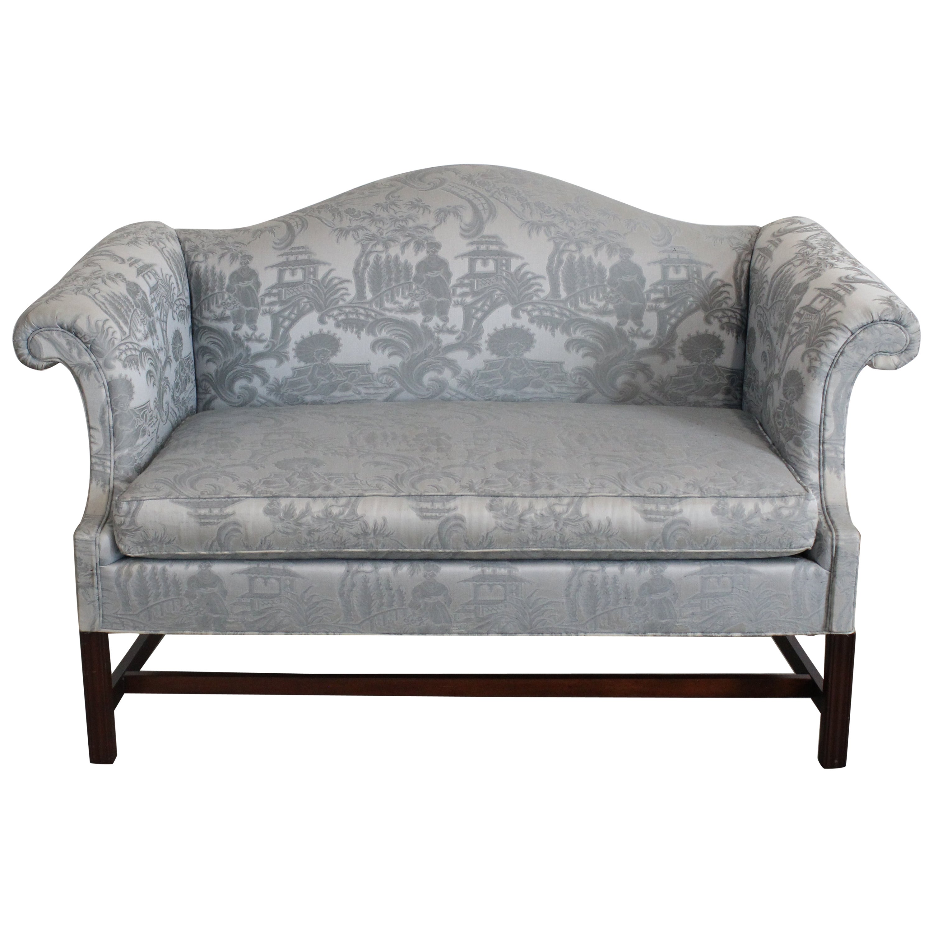Vintage Chippendale Chinese Camelback Love Seat/Sofa by Hickory Chair Co