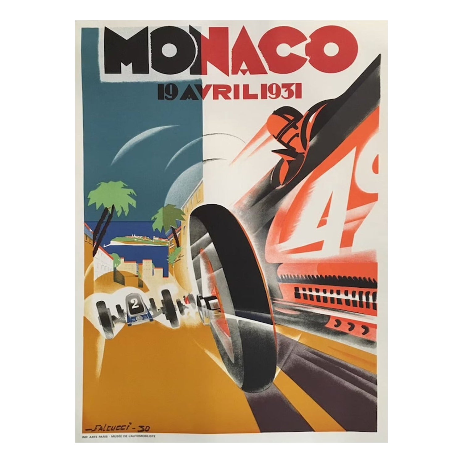 1931 Gran Premio de Mónaco Cartel Vintage Original