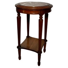 Antique French Walnut Marble Top Occasional Table, Circa 1890.