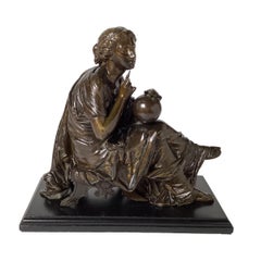 Sculpture en bronze d'une femme savante assise, France Fin du 19e siècle